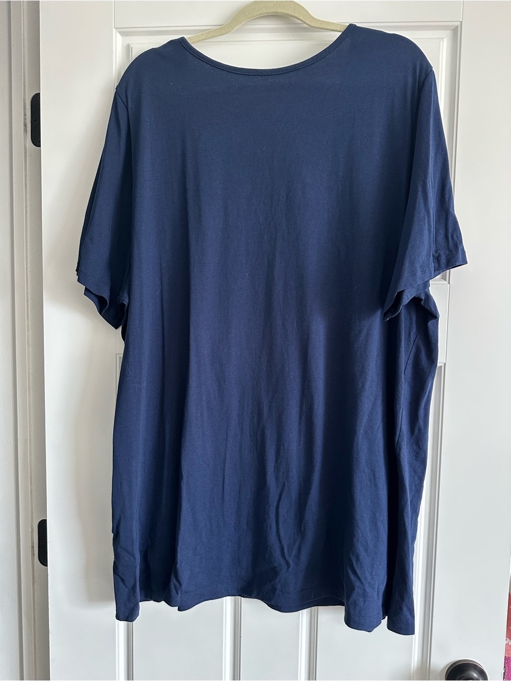 Catherines plus size 2X Navy Short Sleeve V-Neck Top with Embellished neckline - Picture 4 of 10